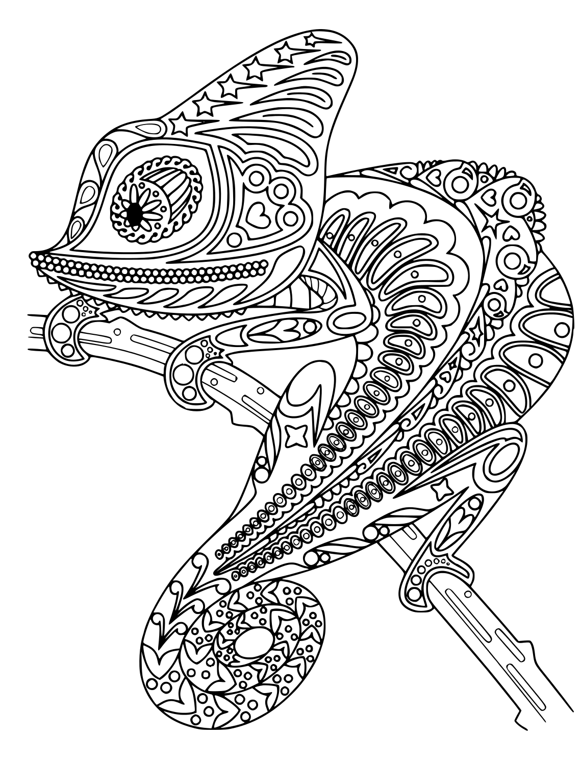 Coloriage Chameleon Mandala Black And White - Adulte animaux à imprimer