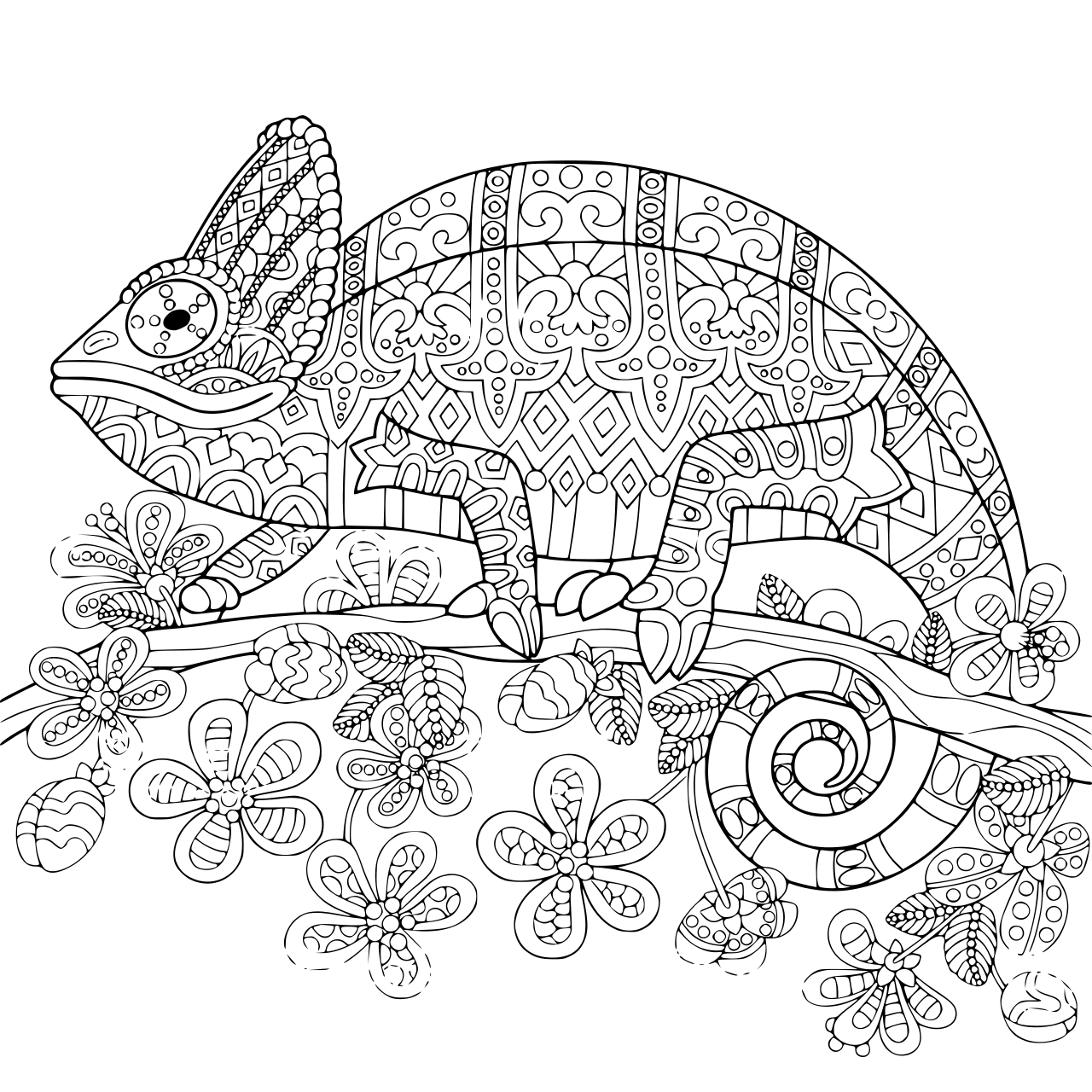 Coloriage Chameleon Mandala - Adulte animaux à imprimer