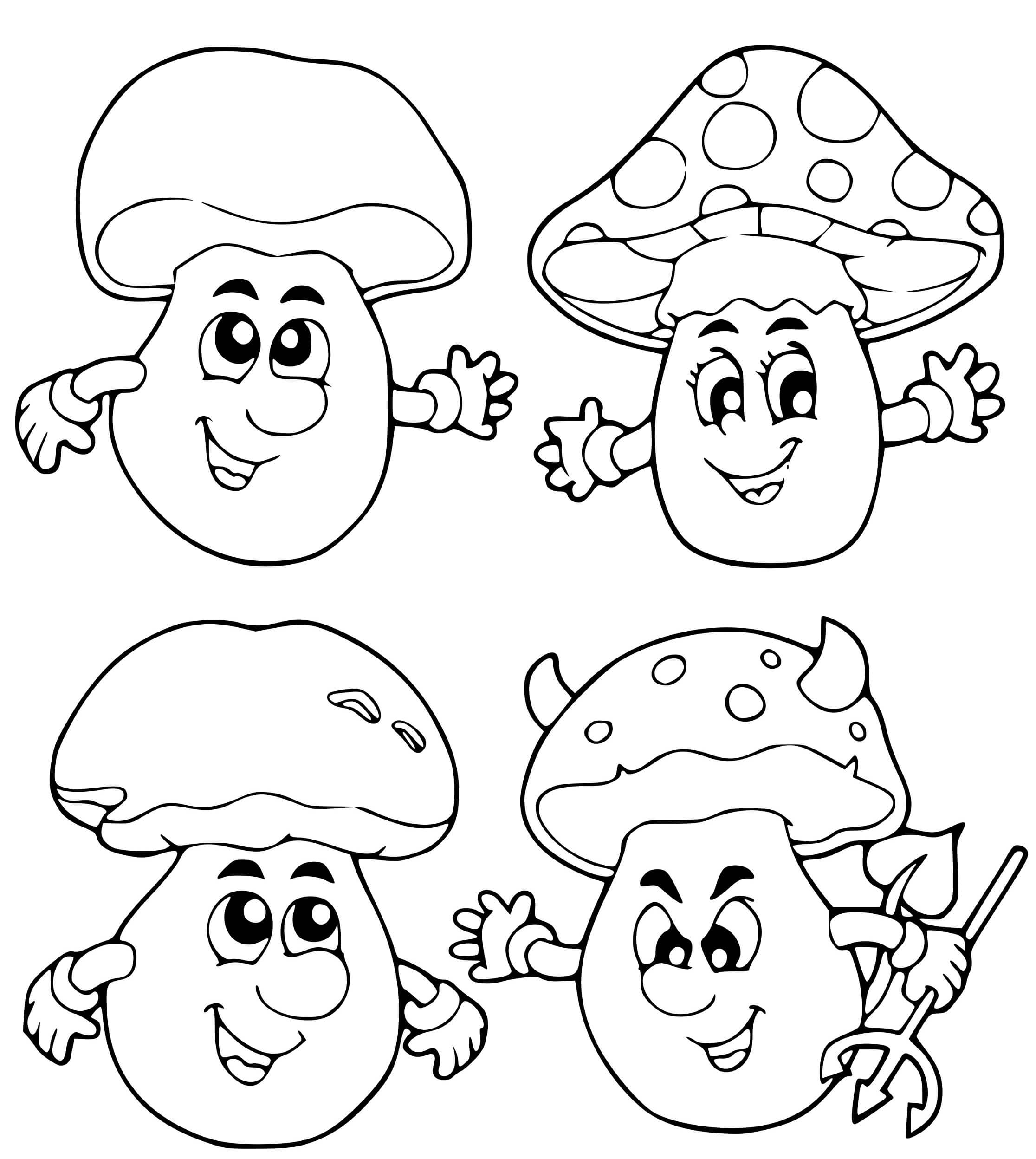 Coloriage Champignon Automne Octobre - Automne à imprimer