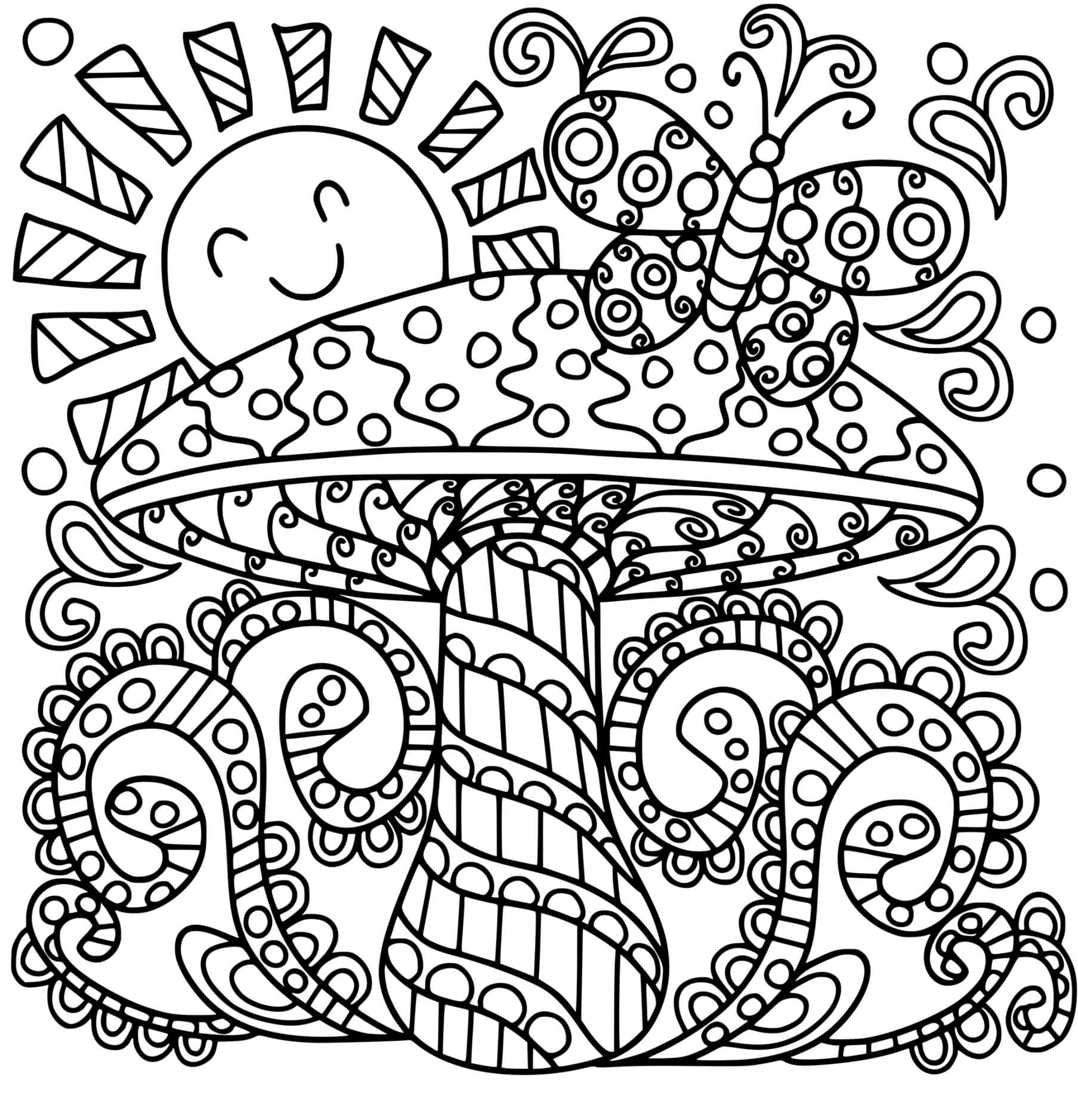 Coloriage Champignon Mandala Adulte - Champignon à imprimer