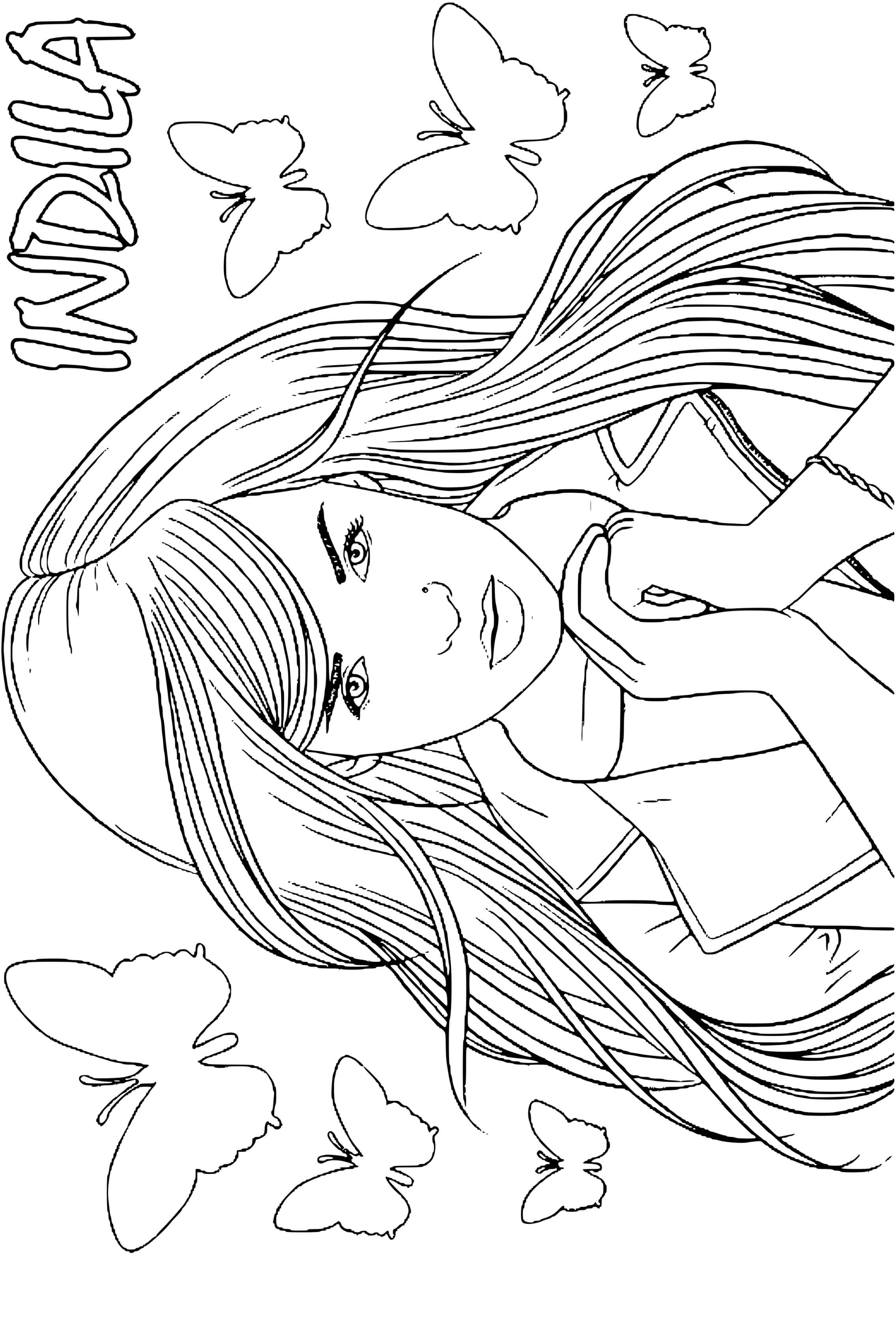 Coloriage Chanteuse A La Mode Indila - Célébrité à imprimer