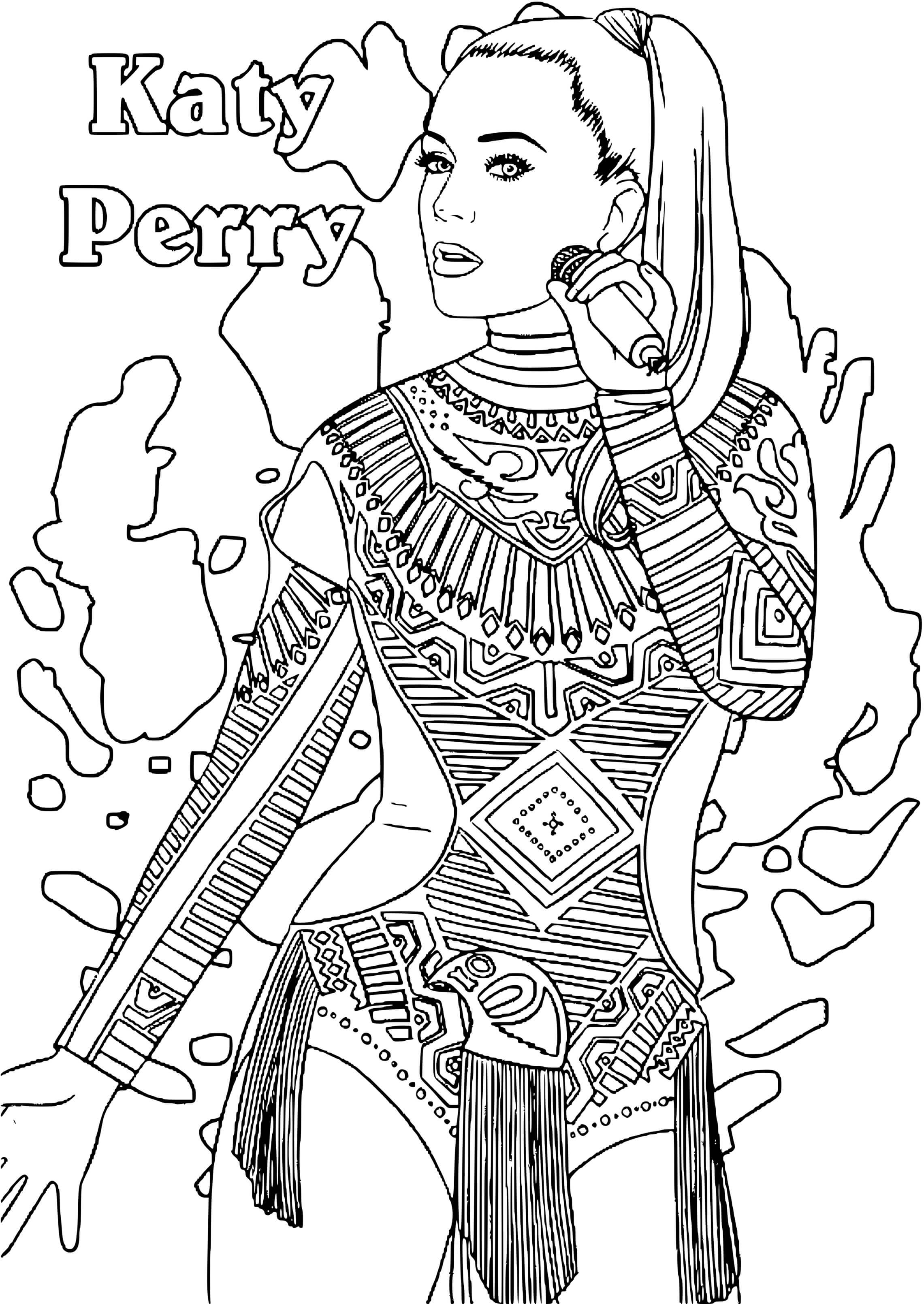 Coloriage Chanteuse Katy Perry Star - Célébrité à imprimer