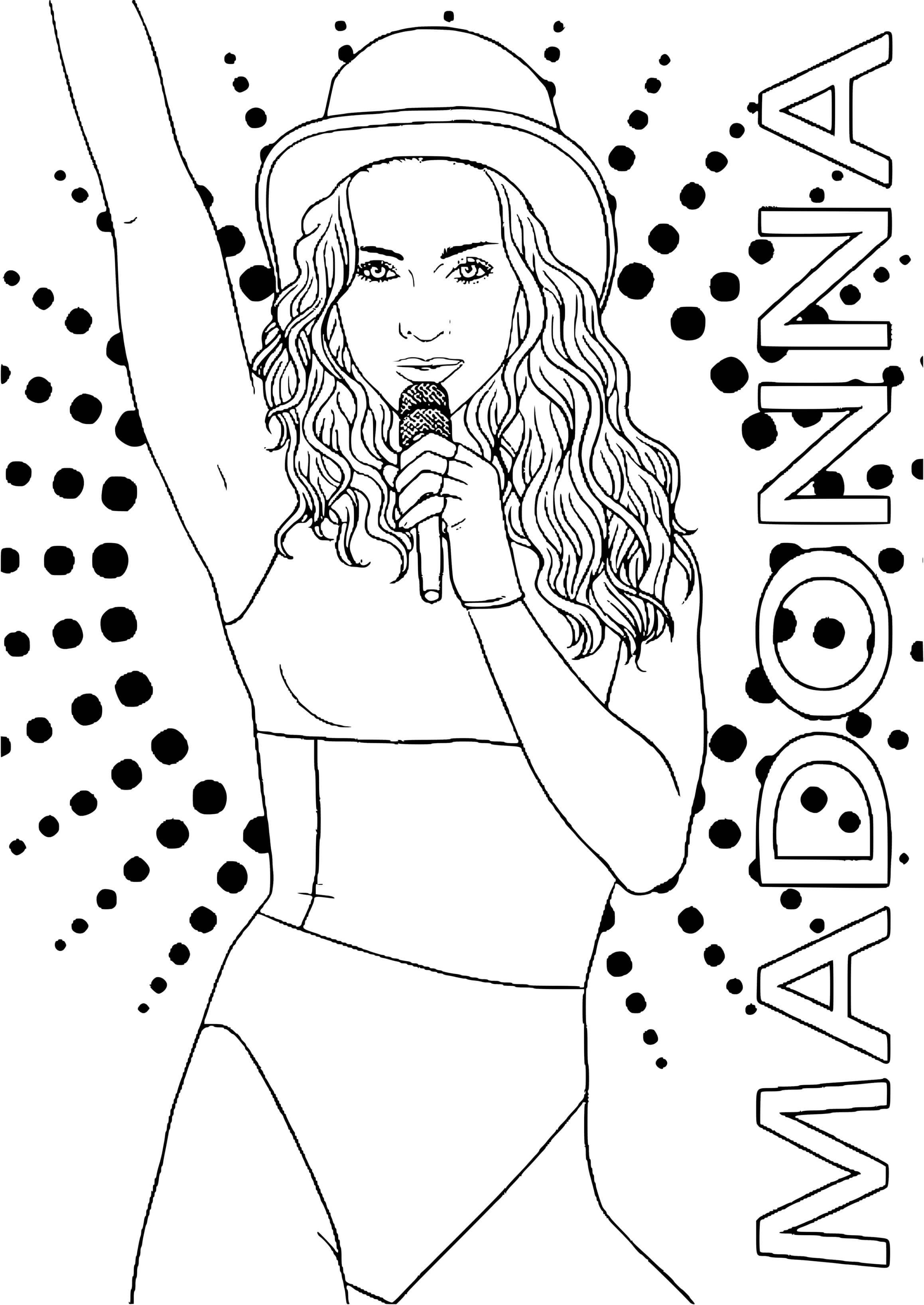 Coloriage Chanteuse Madonna Star Hollywood - Célébrité à imprimer