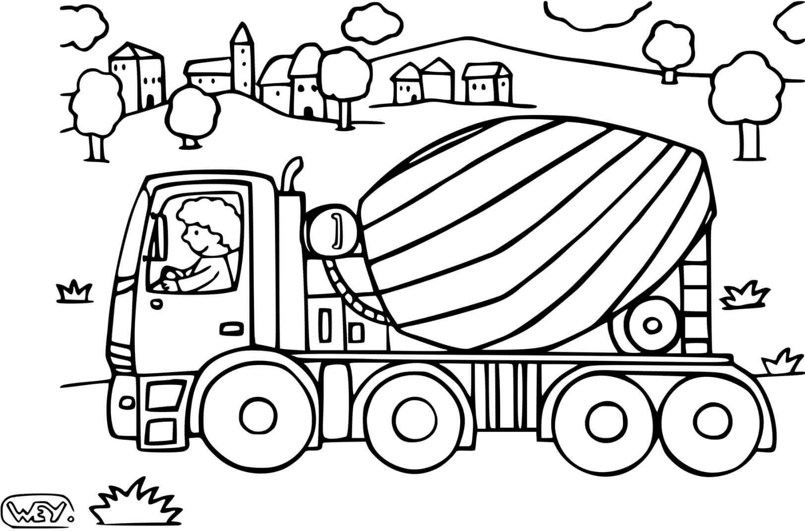 Coloriage Chantier De Construction Ciment Fondation Maison - Chantier à imprimer