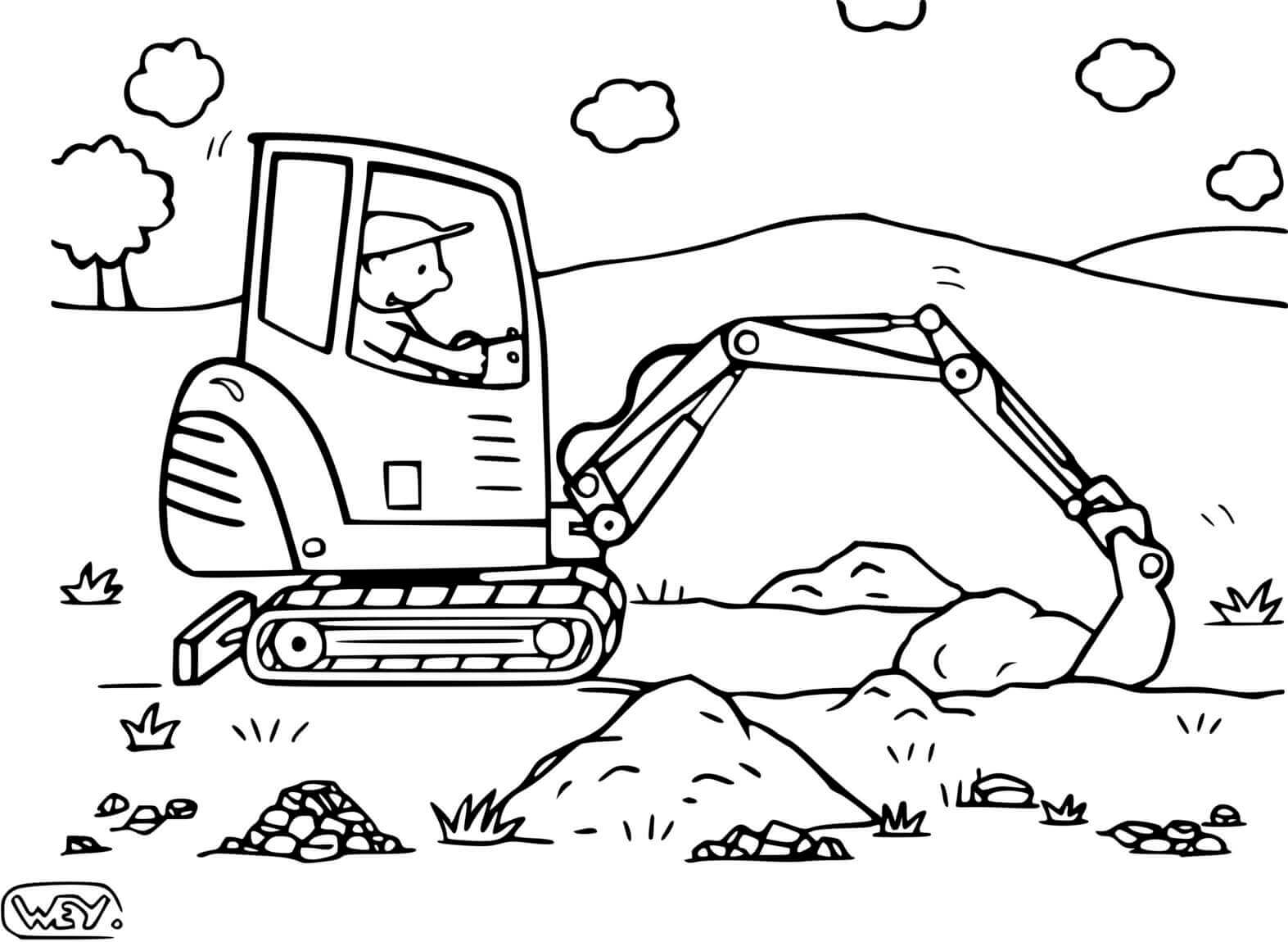 Coloriage Chantier Engin Entrepreneur Retrait De La Terre - Chantier à imprimer