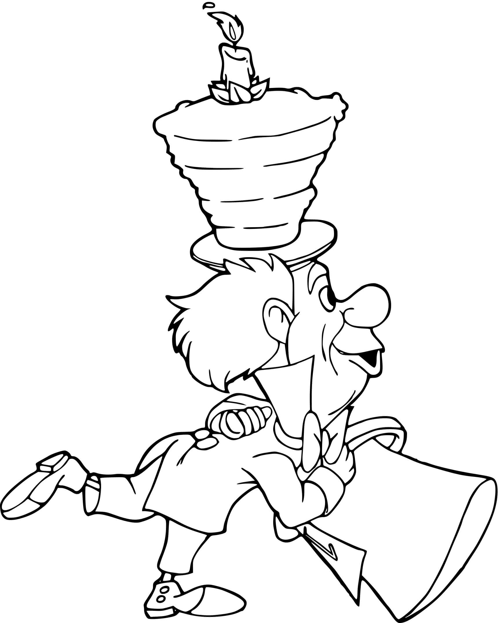 Coloriage Chapelier Toque Homme Age Aux Cheveux Grisonnants - Alice au pays des merveilles à imprimer
