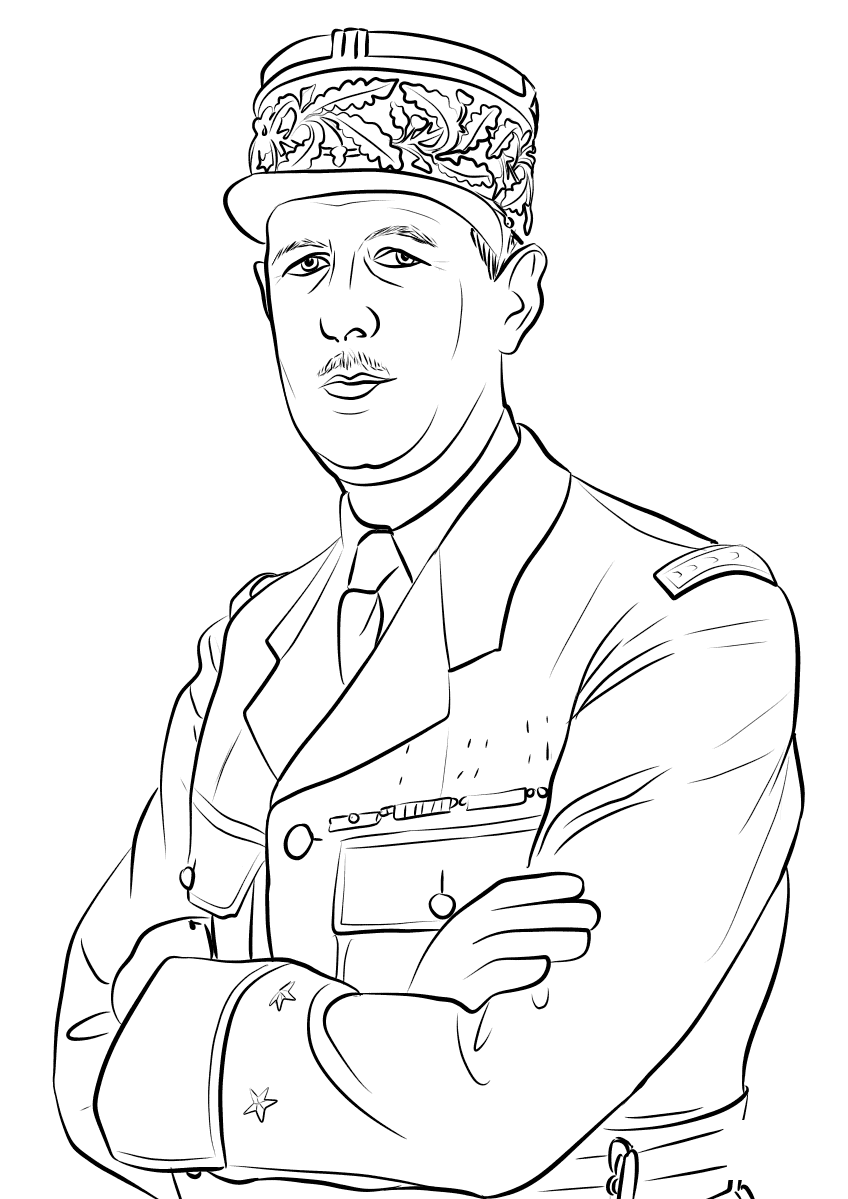 Coloriage Charles De Gaulle - France à imprimer