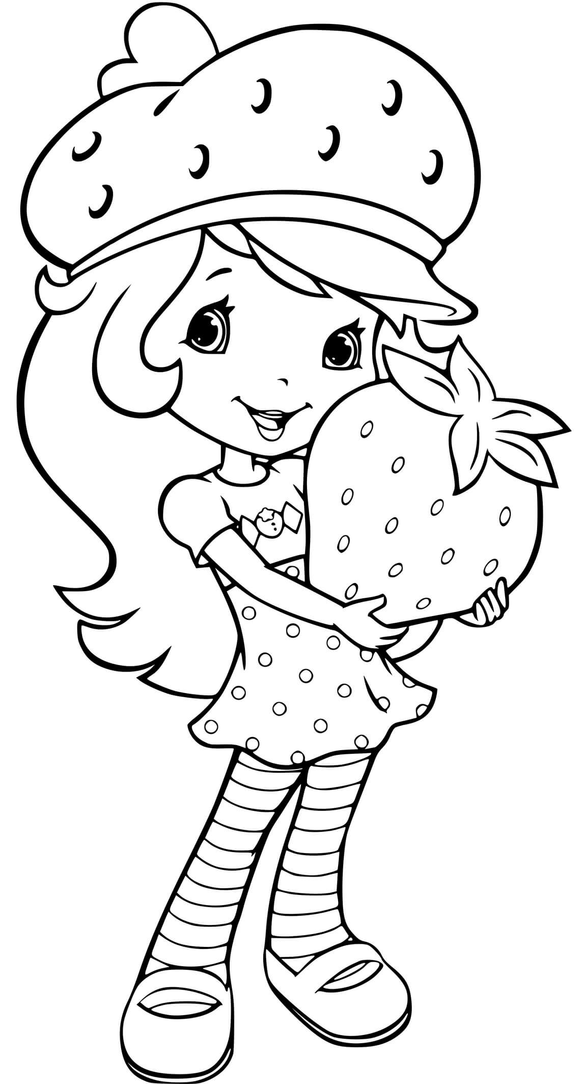 Coloriage Charlotte Aux Fraises Avec Une Delicieuse Fraise Rouge - Fraise à imprimer