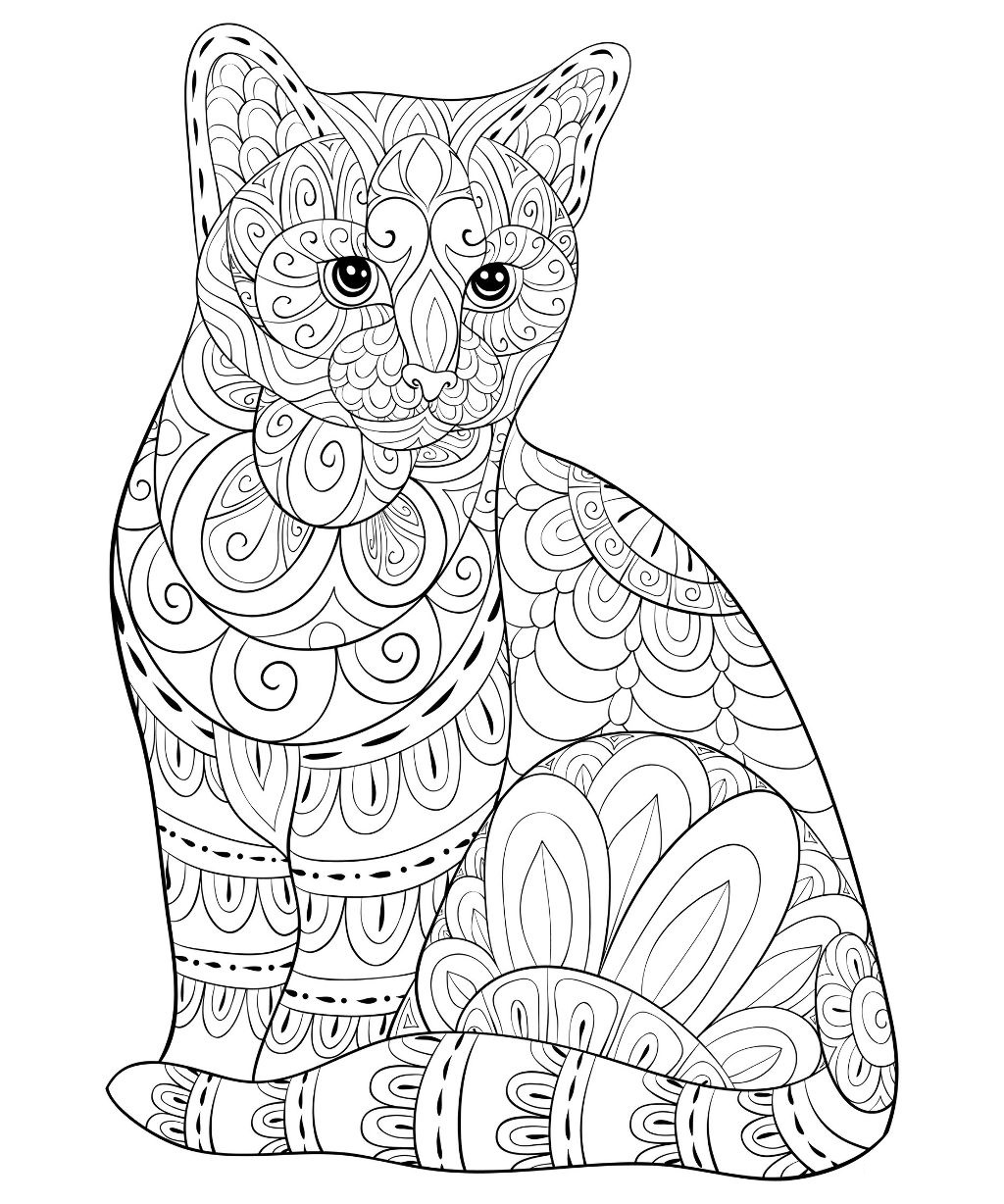Coloriage Chat Avec Motifs Zentangle - Chat à imprimer