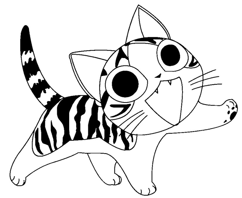 Coloriage Chat Chi Etonne - Chat à imprimer