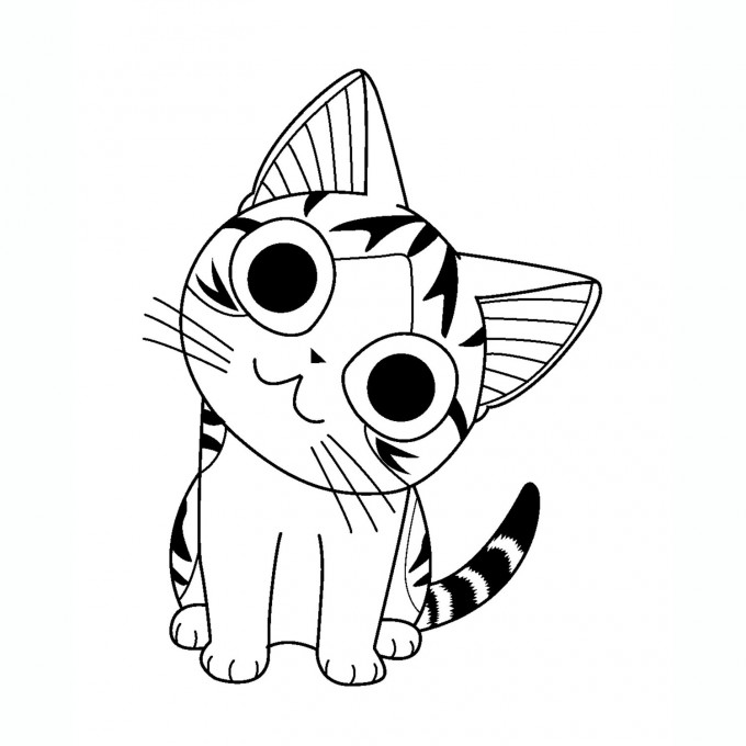 Coloriage Chat Chi Fait Un Sourire - Chat à imprimer