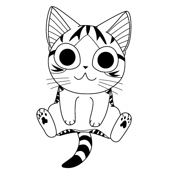 Coloriage Chat Chi Prêt Pour Une Photo - Chat à imprimer