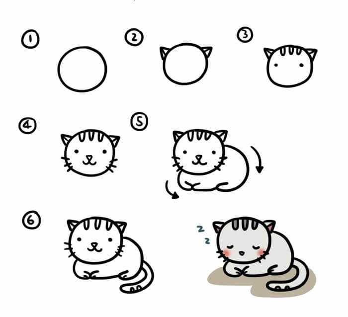 Coloriage Chat Dessin Animaux Mignon Facile A Reproduire - Dessin facile à imprimer
