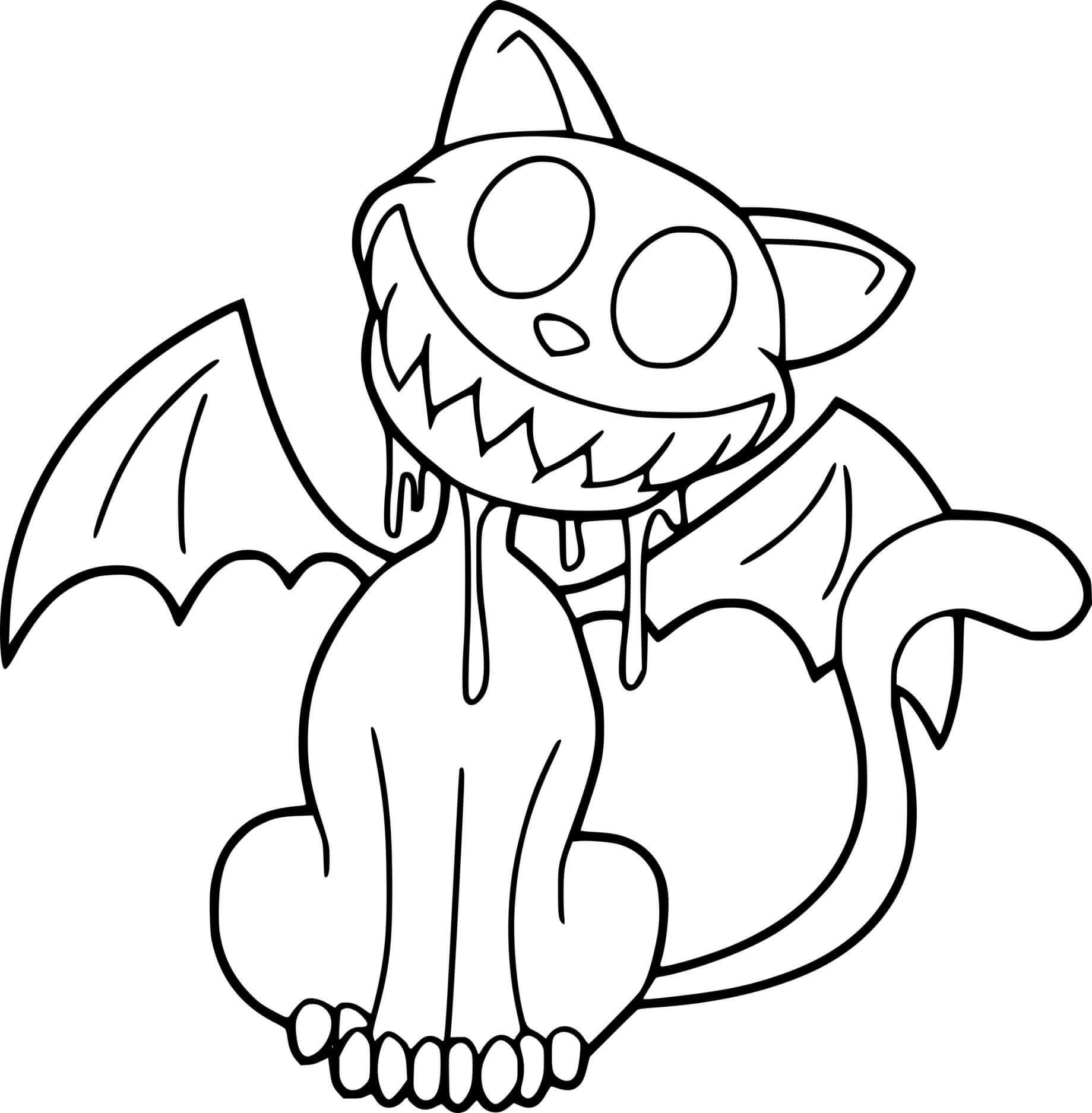 Coloriage Chat En Chauve Souris Qui Fait Peur - Halloween chauve souris à imprimer