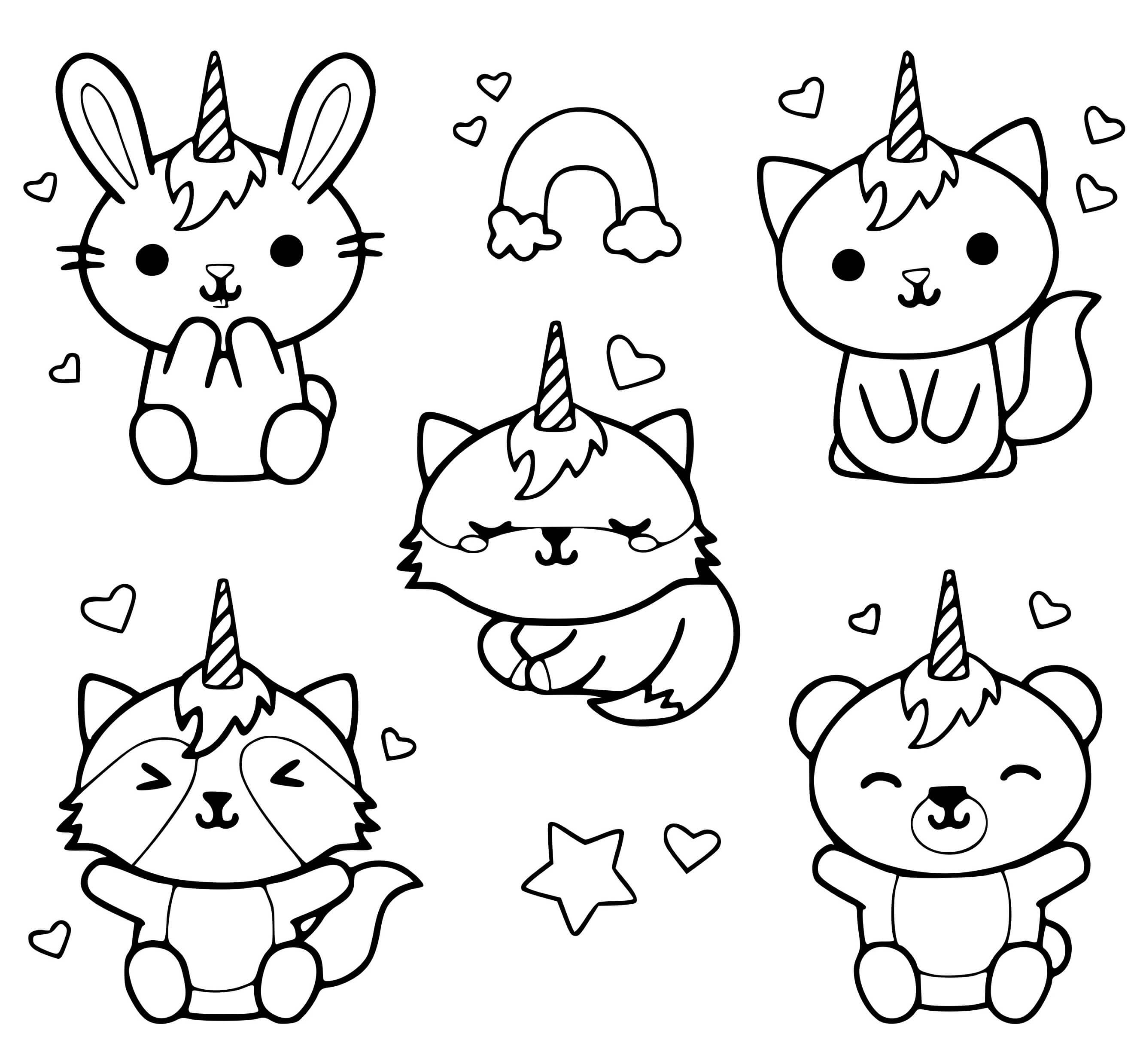 Coloriage Chat En Mo De Licorne Kawaii Chaton - Licorne kawaii à imprimer