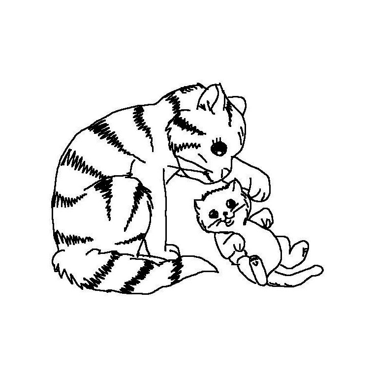 Coloriage Chat Et Chaton - Chat à imprimer