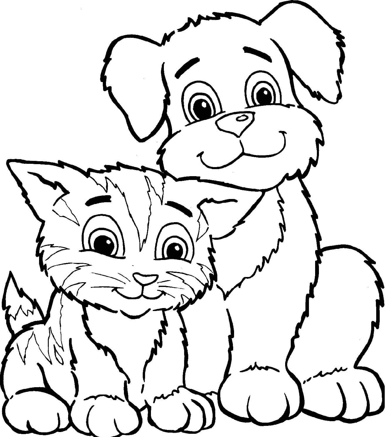 Coloriage Chat Et Chien - Chat à imprimer