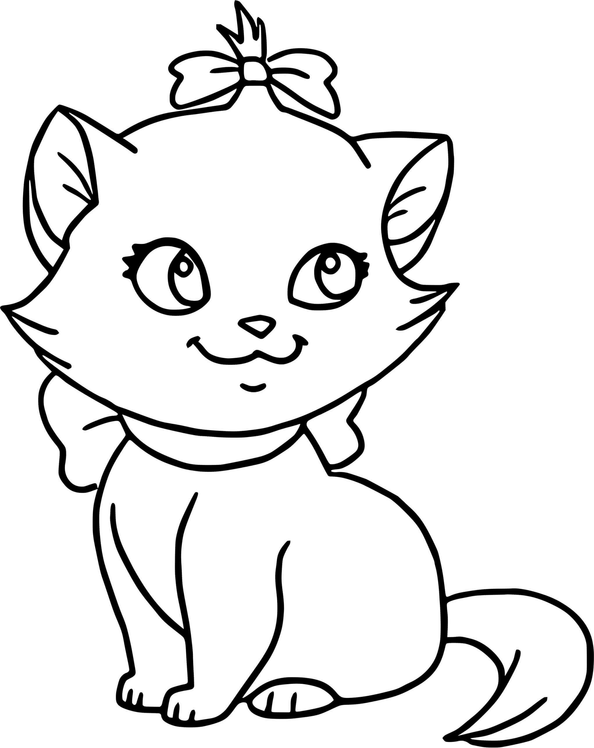 Coloriage Chat Facile Mignon - Chat à imprimer