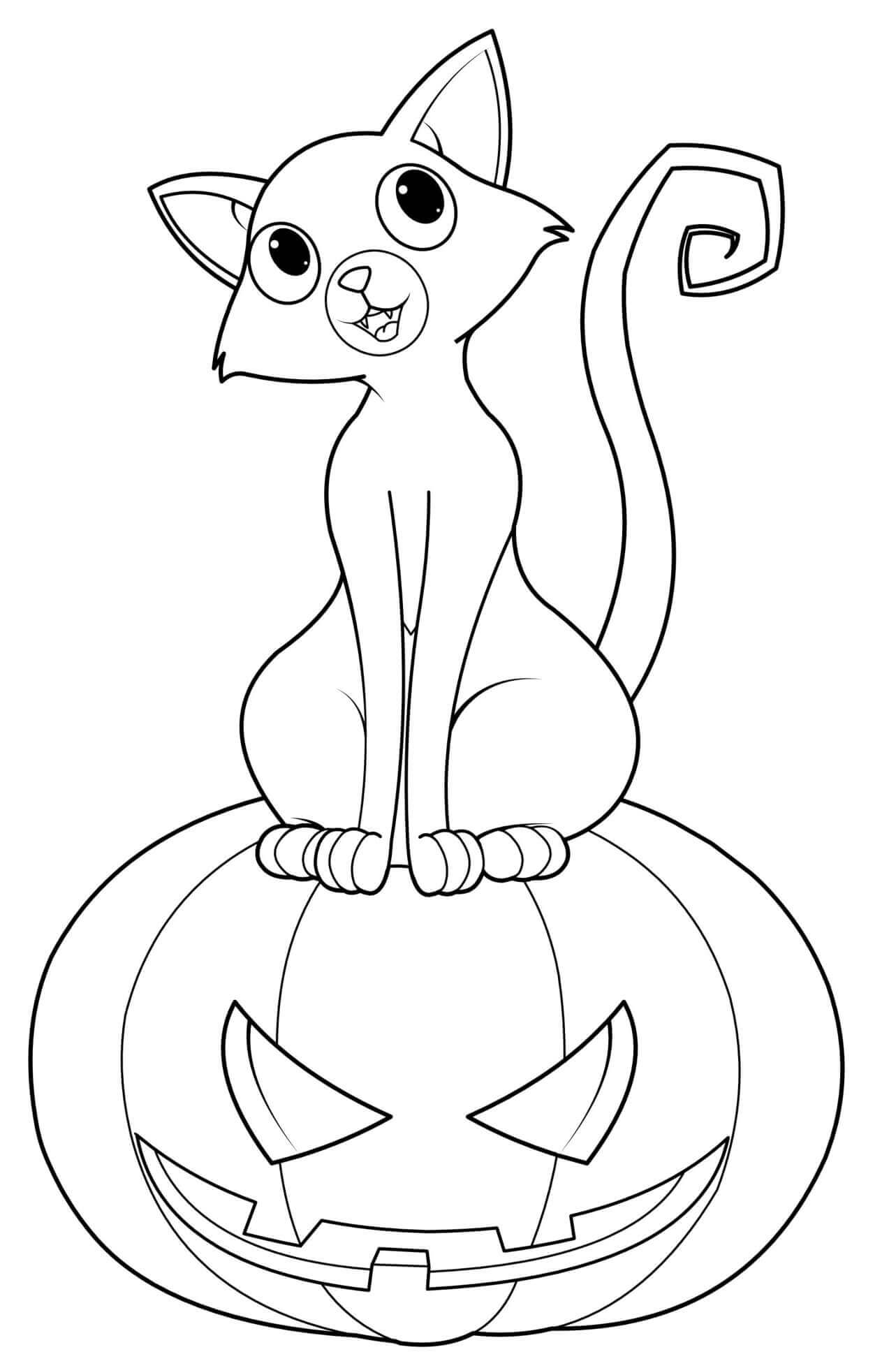 Coloriage Chat Halloween Syr Une Citrouille - Halloween à imprimer