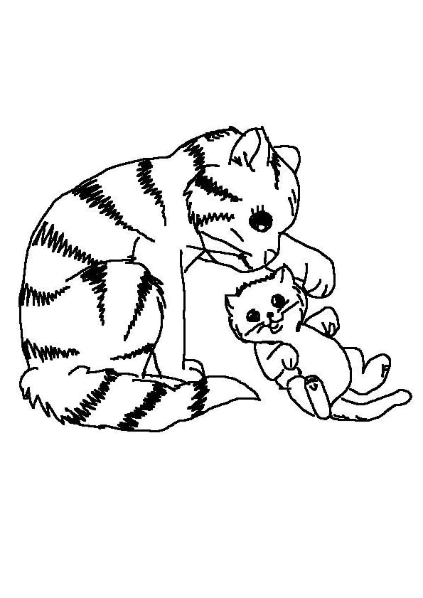 Coloriage Chat Joue Avec Chaton - Chat à imprimer