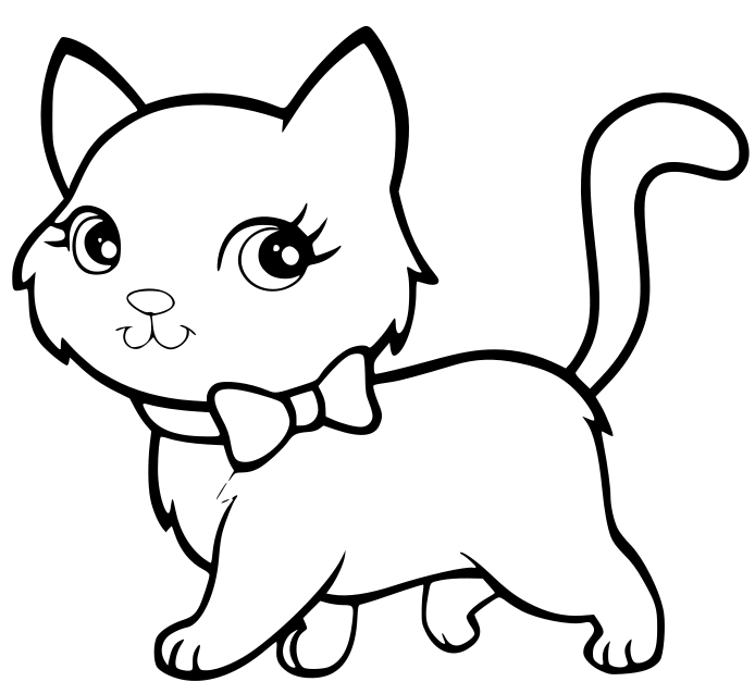 Coloriage Chat Kawaii Super Mignon Marche De Maniere Élégante - Chat à imprimer