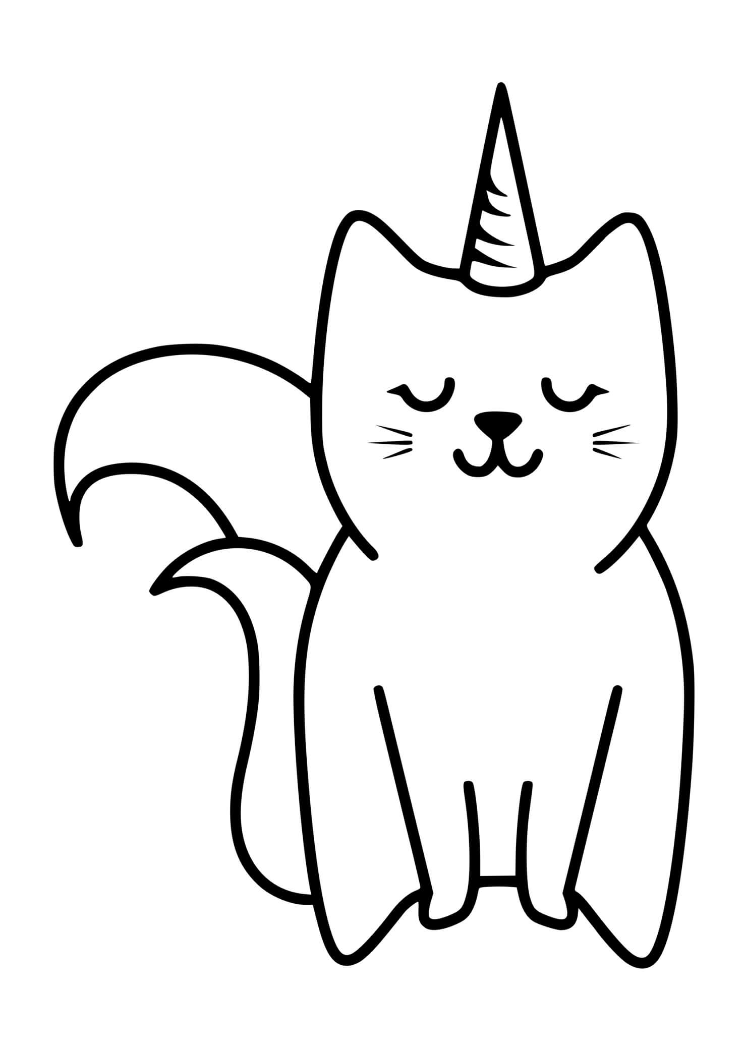 Coloriage Chat Licorne Facile Maternelle - Chat licorne à imprimer