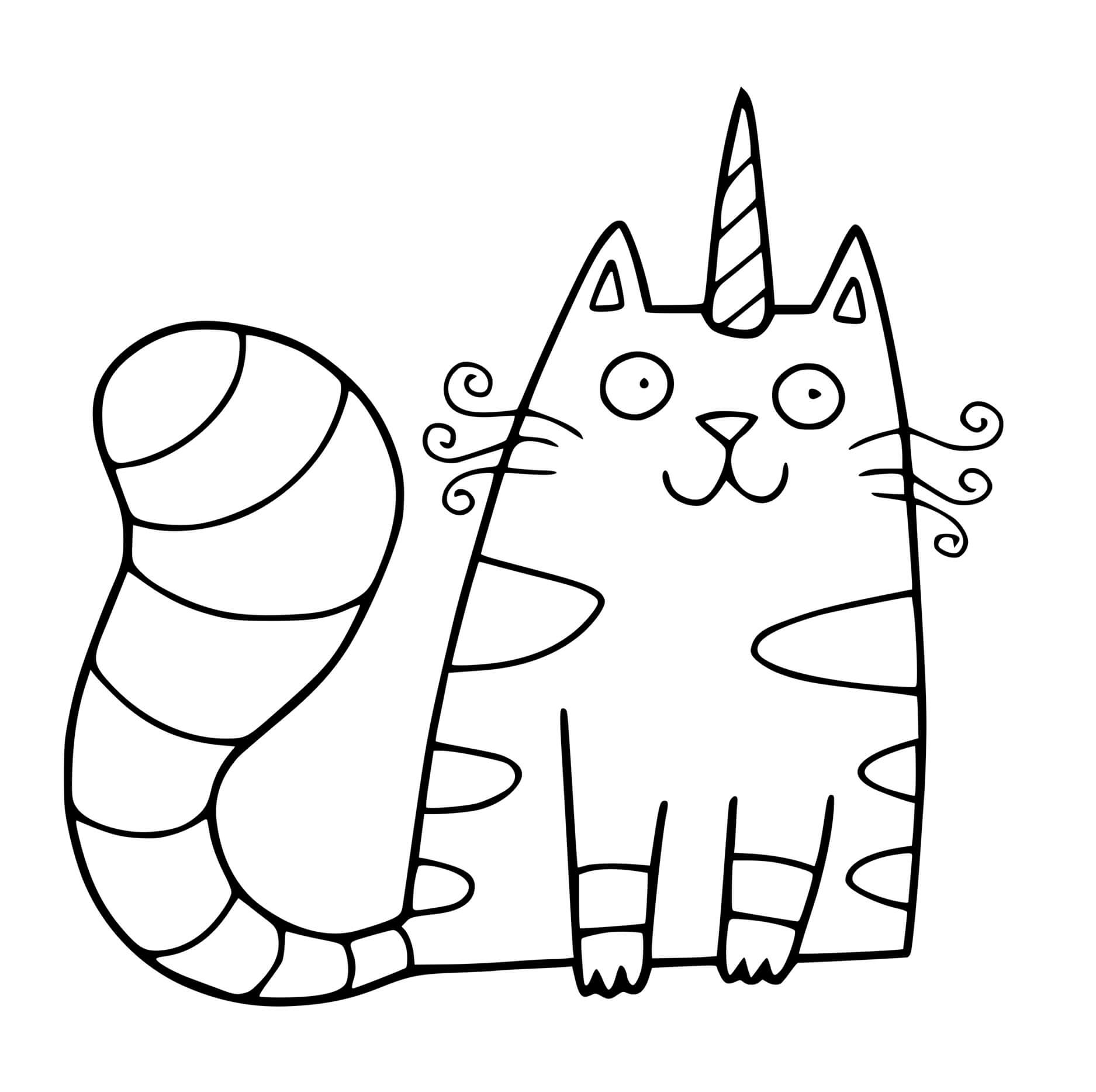 Coloriage Chat Licorne Rigolo - Chat licorne à imprimer