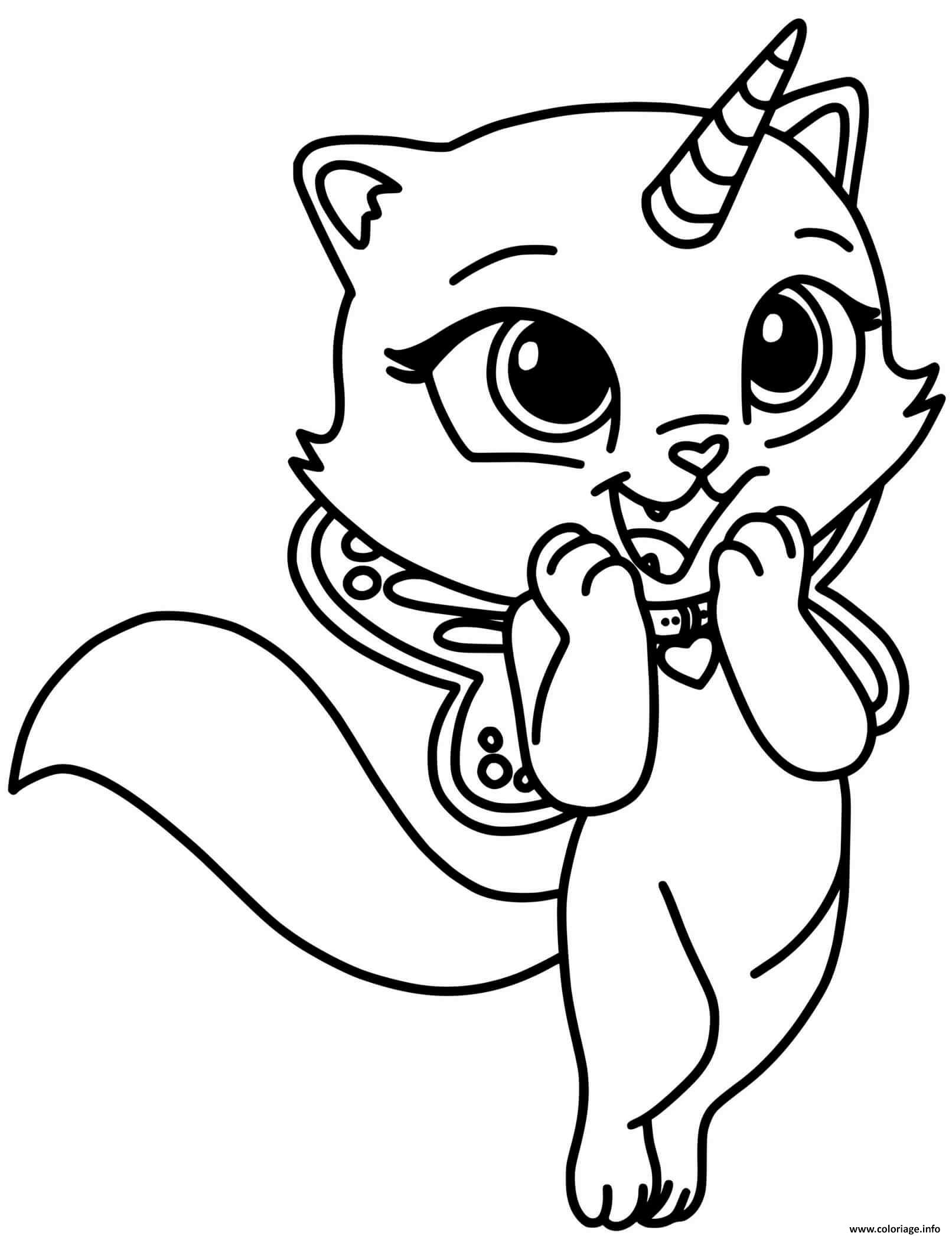 Coloriage Chat Licorne Surpris - Chat licorne à imprimer