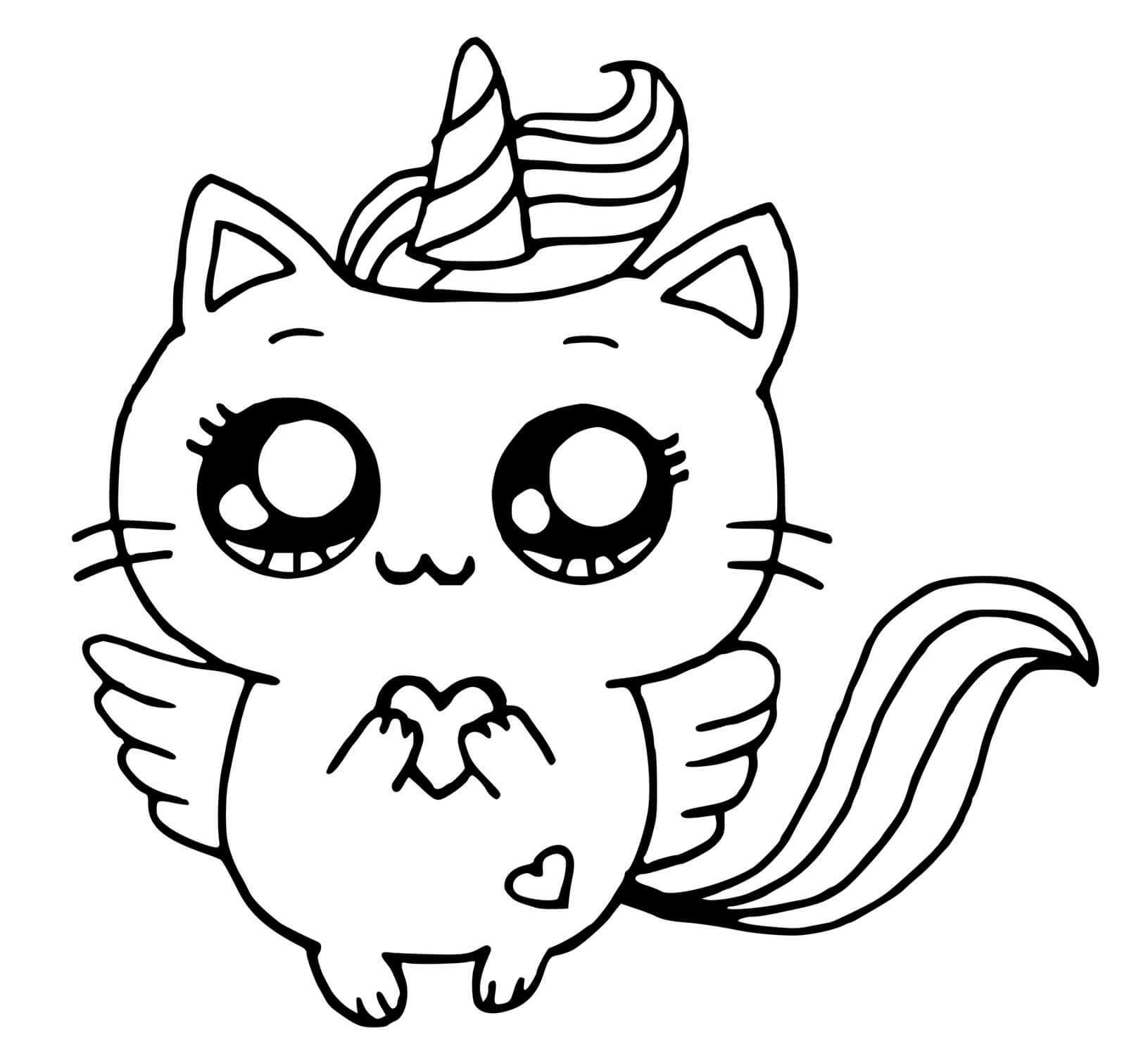 Coloriage Chat Licorne Trop Mignon - Chat licorne à imprimer