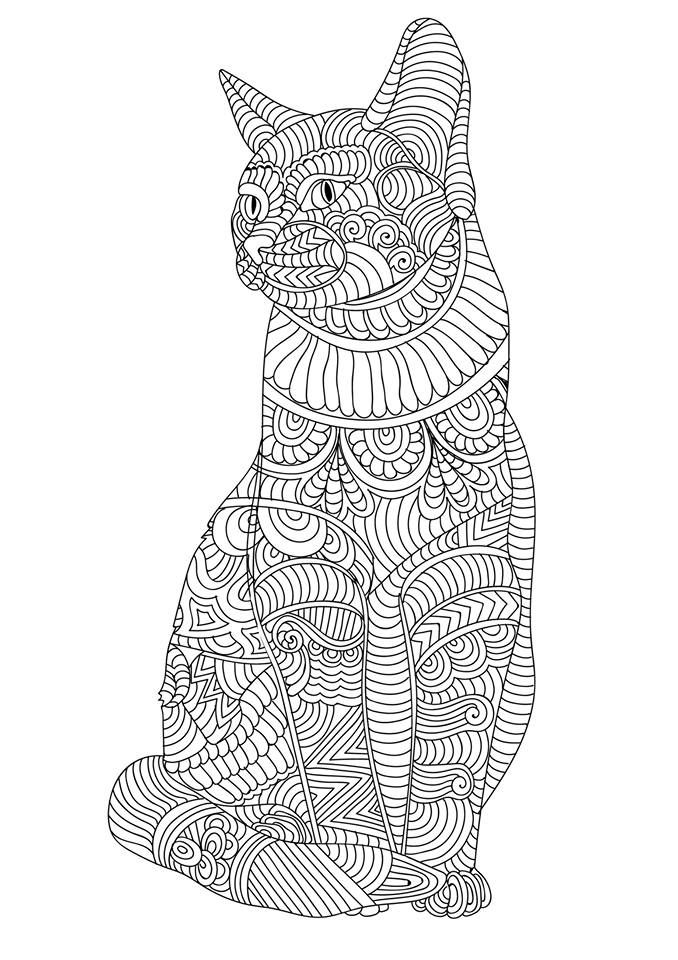 Coloriage Chat mandala - Motif adorable - Adulte animaux à imprimer