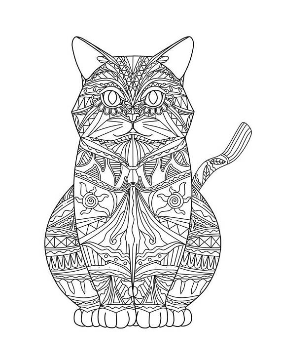 Coloriage Chat Mandala Detaille Adulte - Adulte animaux à imprimer