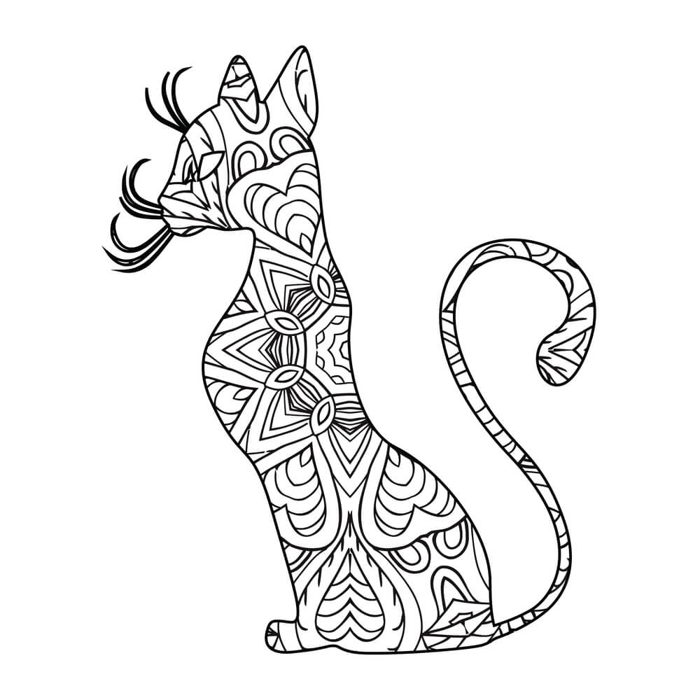 Coloriage Minou Mandala Princesse Mystique - Chat mandala à imprimer