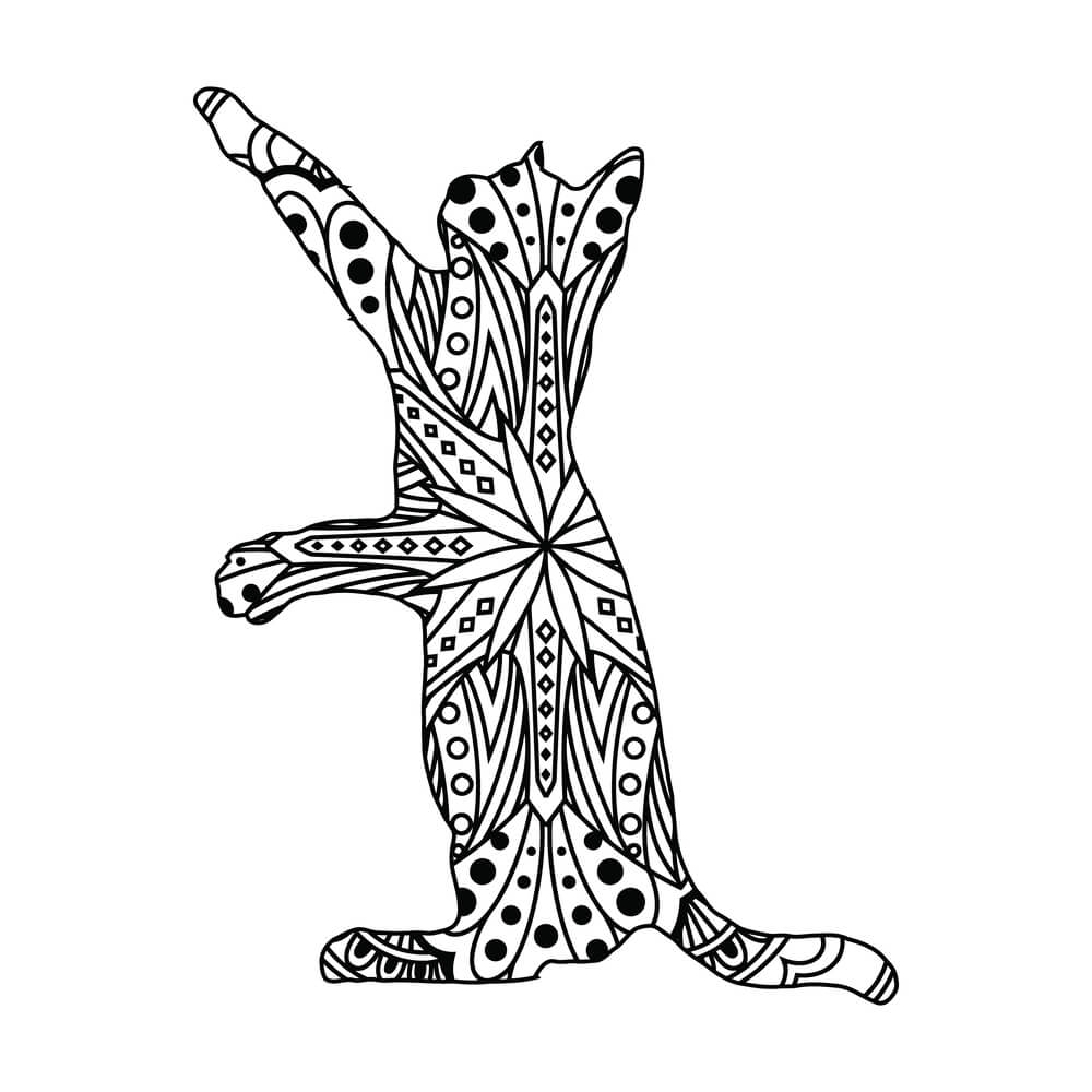 Coloriage Minou Mandala Joueur et Espiègle - Chat mandala à imprimer