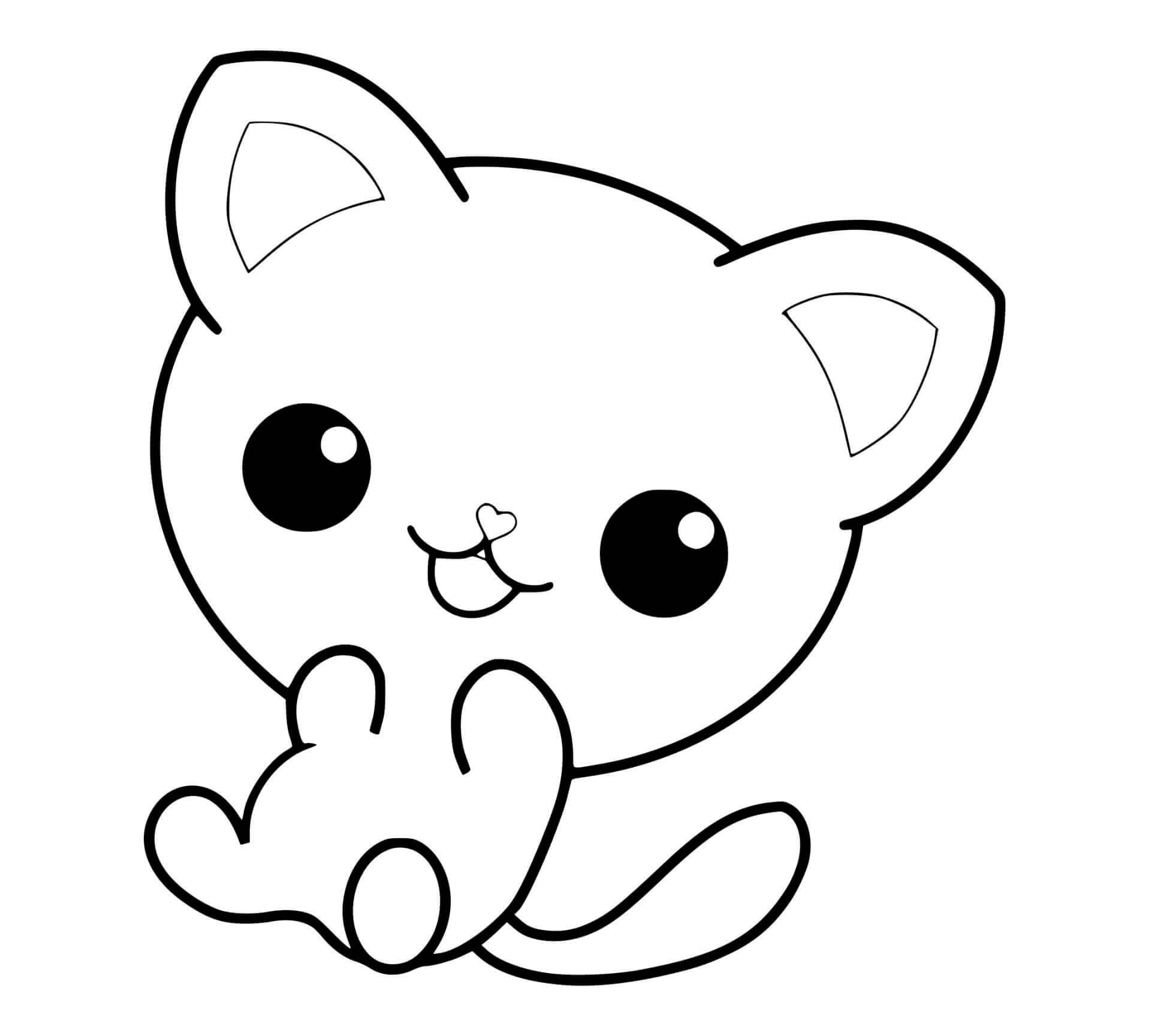 Coloriage Chat Mignon Des Yeux Adorable - Chat à imprimer
