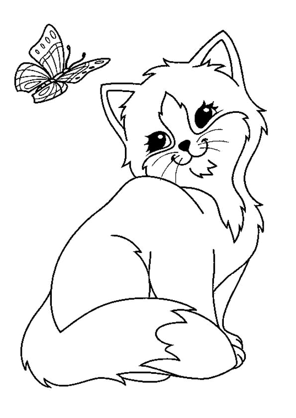 Coloriage Chat Papillon Mignon - Chat à imprimer