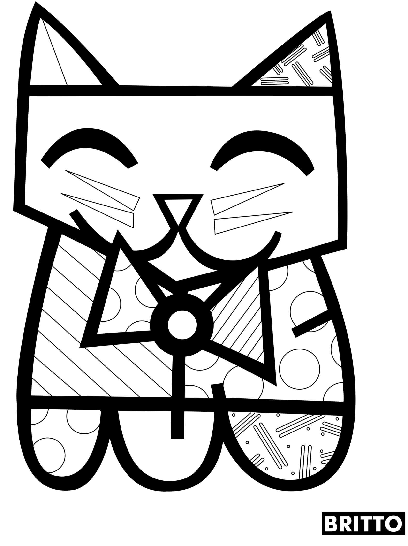 Coloriage Chat Par Britto - Romero britto à imprimer