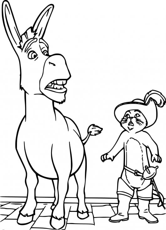 Coloriage Le Chat Potté et Lancelot de Shrek - Shrek à imprimer