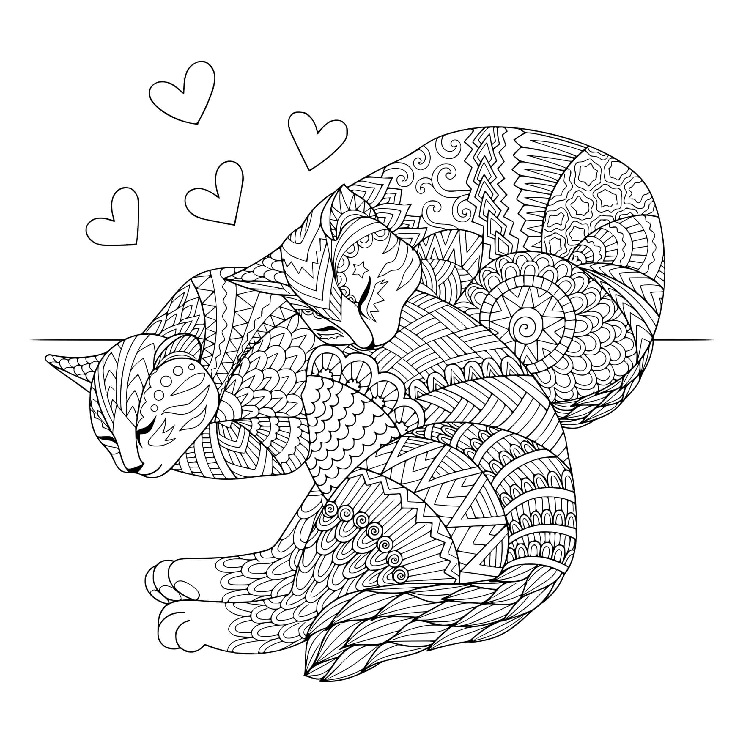 Coloriage Chat Pour Adulte Difficile - Chat à imprimer