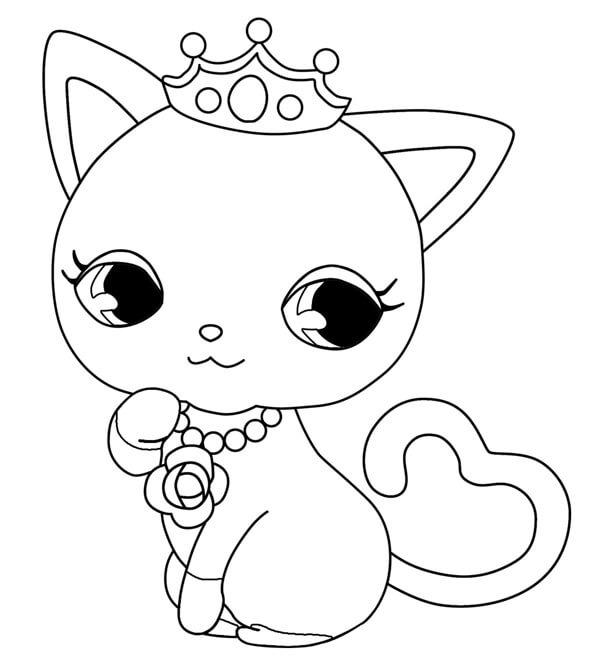Coloriage Chat Princesse Kawaii - Chat à imprimer