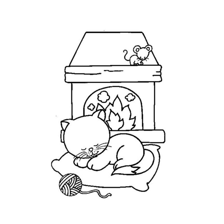 Coloriage Chat Qui Dort - Chat à imprimer