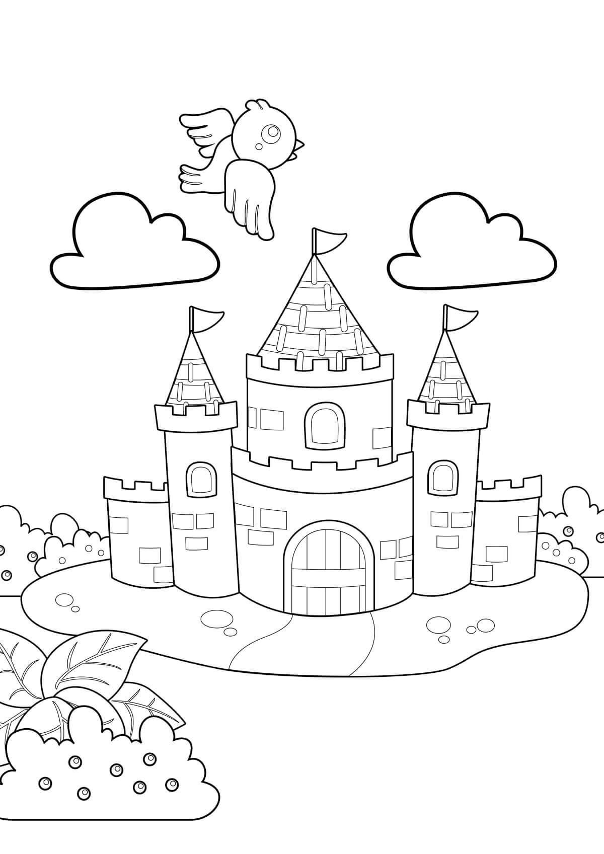 Coloriage Château Princesse Facile - Chateau à imprimer