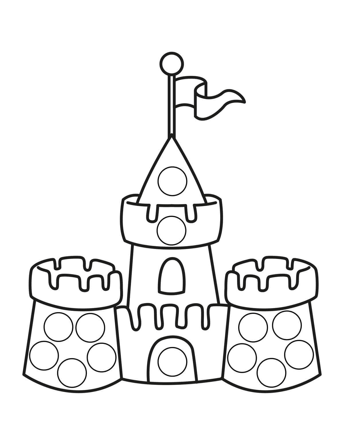 Coloriage Château de Princesse Facile - Chateau à imprimer