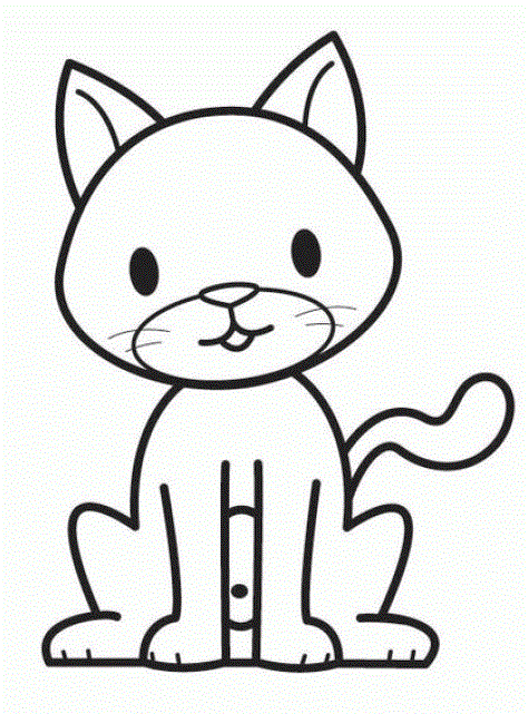 Coloriage Chaton Assis Simple - Chaton à imprimer