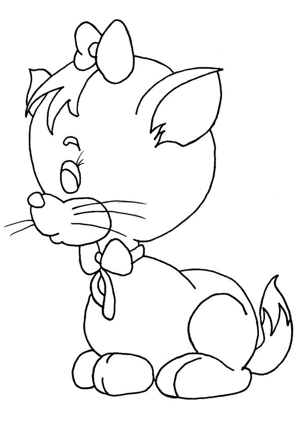 Coloriage Chaton Avec Noeud Papillon - Chat à imprimer