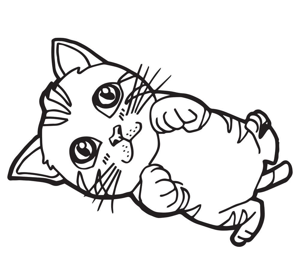 Coloriage Chaton aux Grands Yeux - Chaton à imprimer