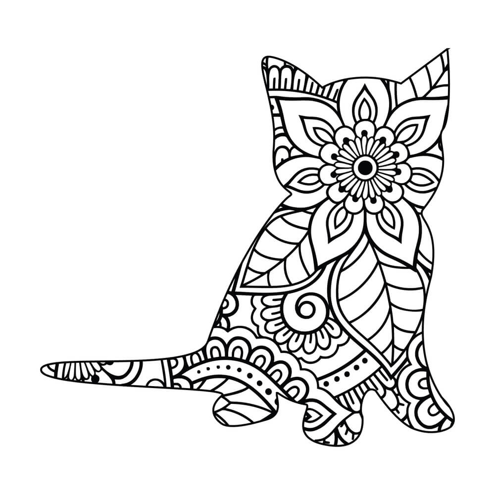 Coloriage Chaton Mandala 1 - Chat mandala à imprimer