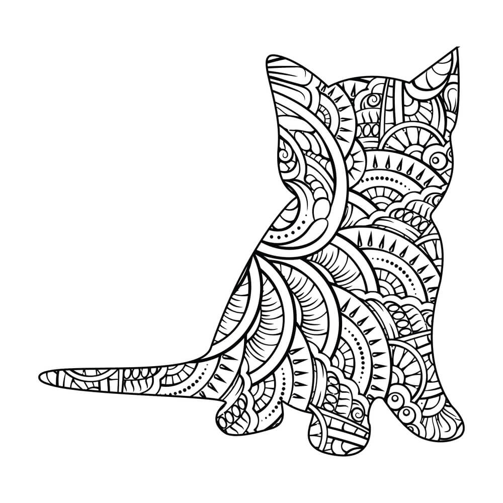 Coloriage Chaton Mandala 2 - Chat mandala à imprimer