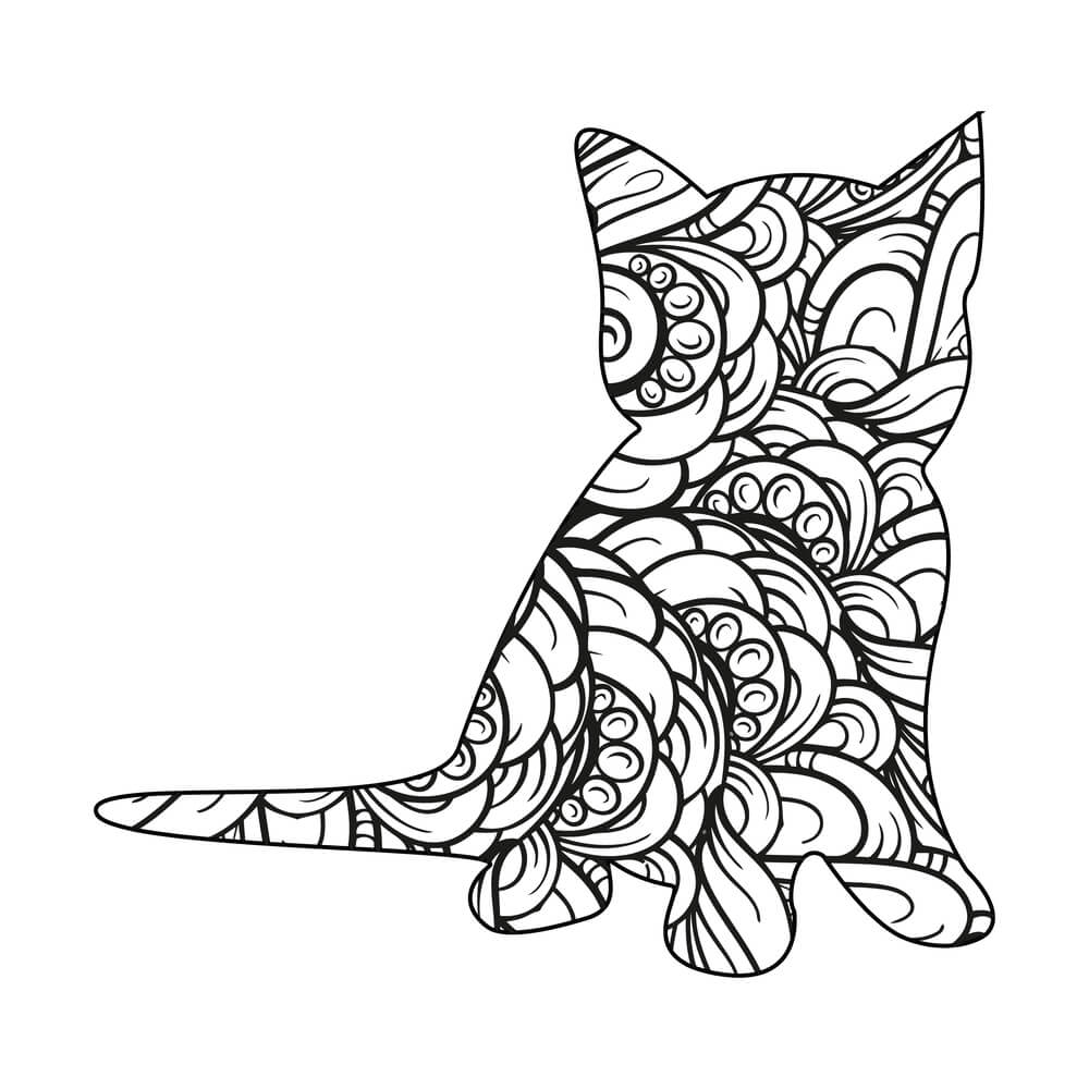 Coloriage Chaton Mandala 3 - Chat mandala à imprimer
