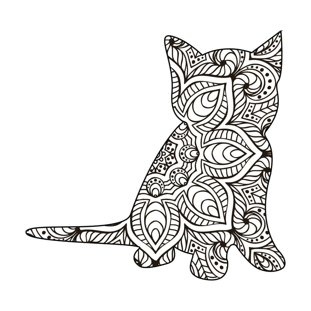 Coloriage Chaton Mandala 5 - Chat mandala à imprimer