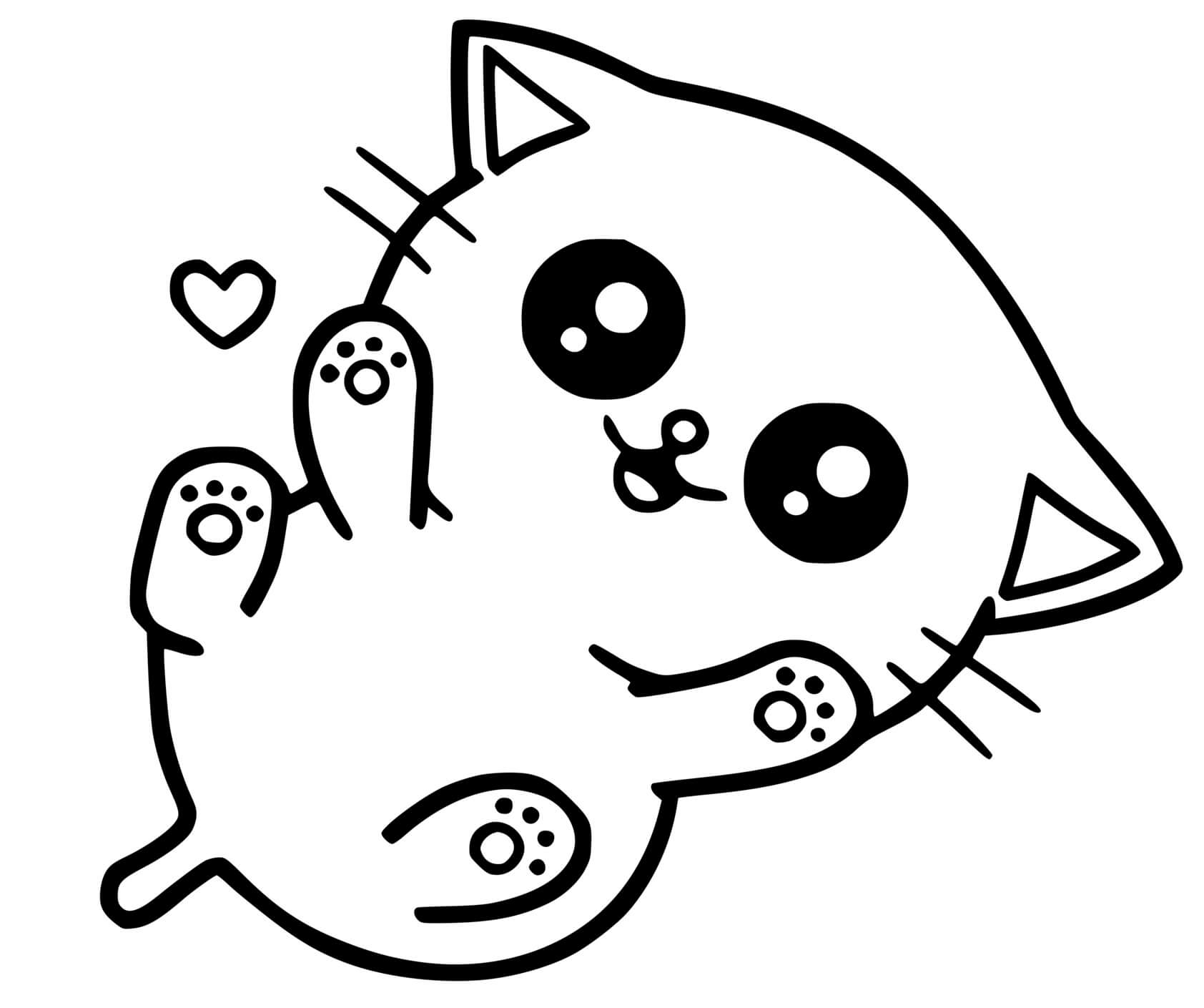 Coloriage Chaton Mignon Chat Facile - Dessin facile mignon à imprimer
